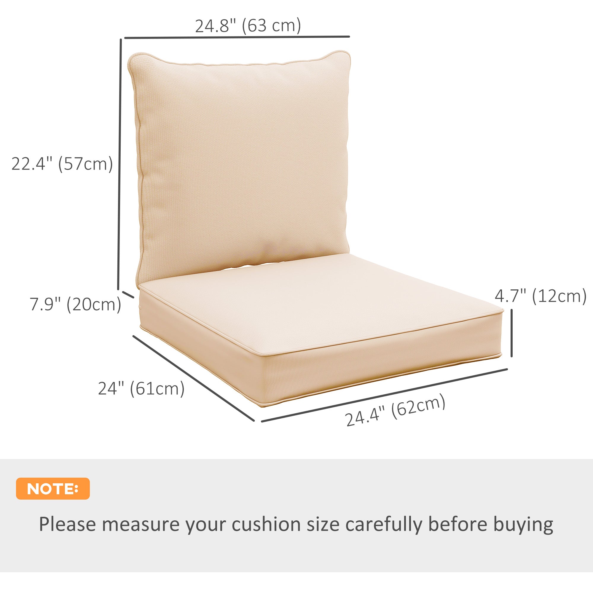 Patio Chair Cushions, Thick Deep Seat Outdoor Seat Cushion with Back Cushion, Beige Patio Chair Cushions at Gallery Canada
