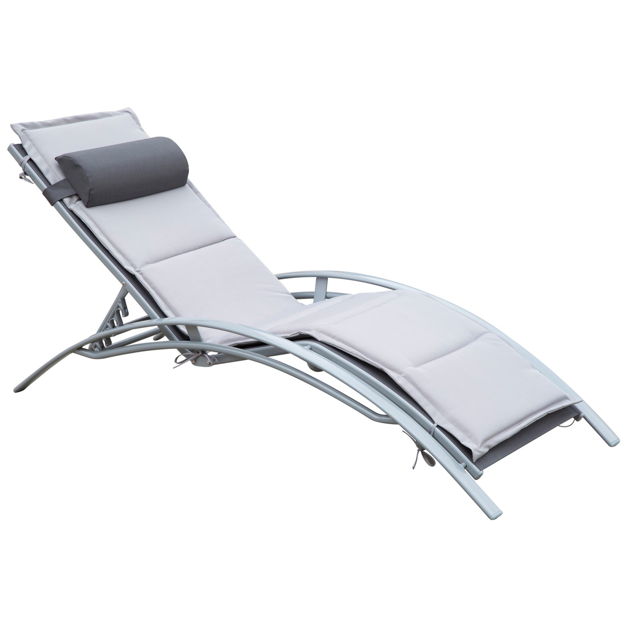 Patio Reclining Chaise Lounge with Cushion and Padded Pillow Grey Lounger Chairs   at Gallery Canada