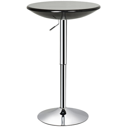 Round Cocktail Bar Table Metal Base Tall Bistro Pub Table Adjustable Counter Height Black Silver Bar Tables & Dining Tables   at Gallery Canada