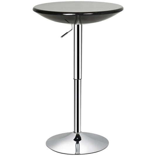 Round Cocktail Bar Table Metal Base Tall Bistro Pub Table Adjustable Counter Height Black Silver Bar Tables & Dining Tables Multi Colour  at Gallery Canada