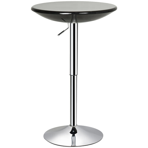 Round Cocktail Bar Table Metal Base Tall Bistro Pub Table Adjustable Counter Height Black Silver