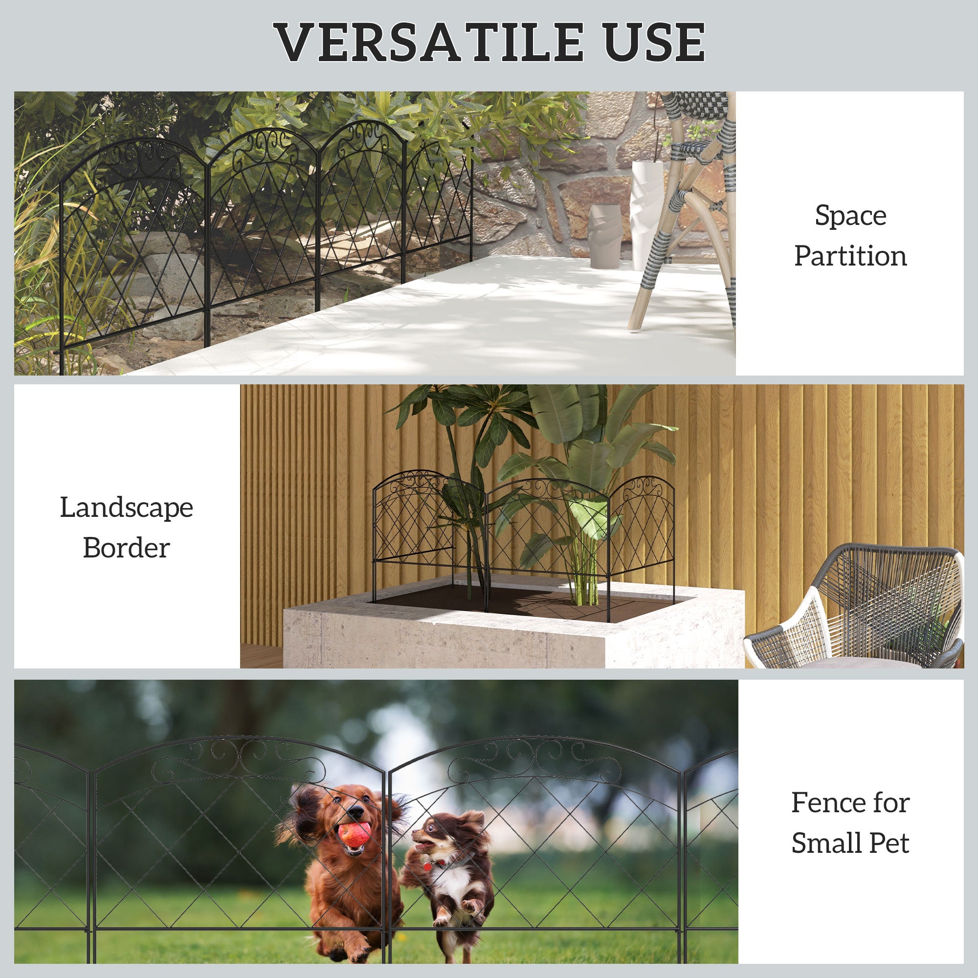 4 Pack Garden Fencing for Yard, Decorative Fence Panels as Animal Barrier and Flower Edging, Swirls Garden Fences at Gallery Canada