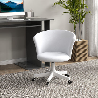 Armless Office Chair, Fluffy Computer Desk Chair with Adjustable Height, Swivel Wheels, Mid Back, White Task Chairs   at Gallery Canada