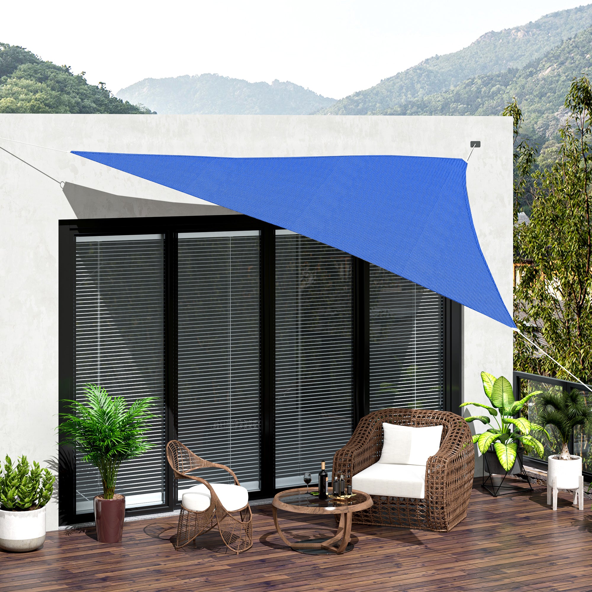 Triangle 16.4' Canopy Sun Sail Shade Garden Cover UV Protector Outdoor Patio Lawn Shelter with Carrying Bag (Blue) Shade Sails at Gallery Canada