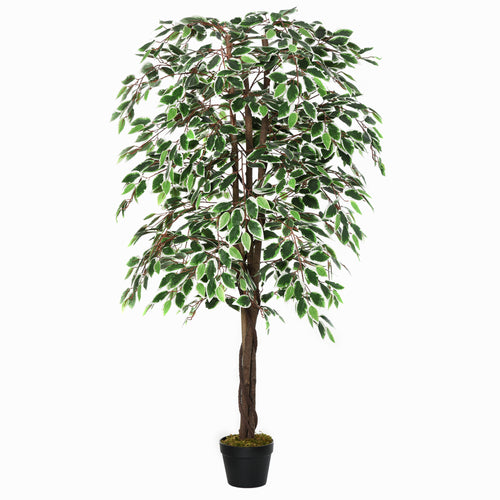 5.3ft Artificial Tree, Indoor Outdoor Fake Ficus with Pot, for Home Office Living Room Decor