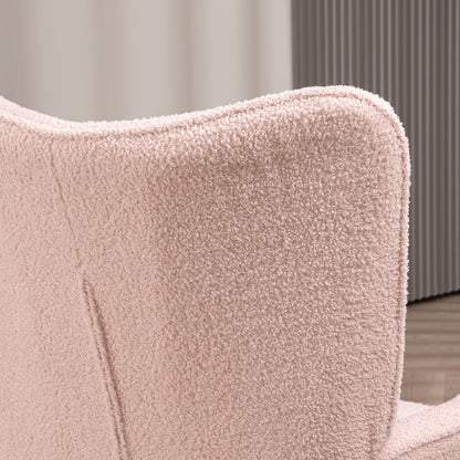 Accent Sherpa Chair, Upholstered Armchair, Fluffy Wingback Chair for Living Room, Reading Room, Pink Accent Chairs   at Gallery Canada