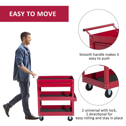 Rolling Tool Cart 3 Tray 1 Drawer Storage Chest Garage Utility Red Tool Organizers   at Gallery Canada