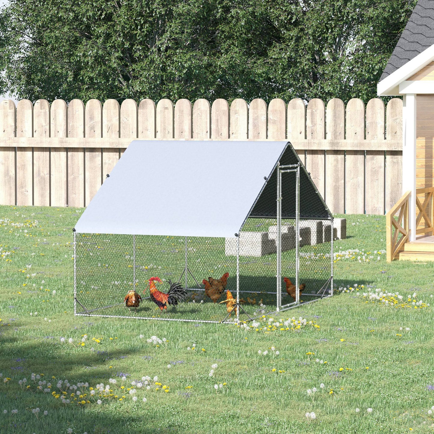 9.8' x 6.6' x 6.6' Chicken Coop Cage, Outdoor Hen House w/Cover &; Lockable Door Chicken Coops   at Gallery Canada