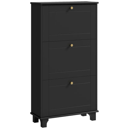 Narrow Shoe Storage with 3 Flip Drawers and Adjustable Shelves, Shoe Cabinet Organizer for 12 Pairs of Shoes, Black Shoe Storage Cabinets & Racks   at Gallery Canada