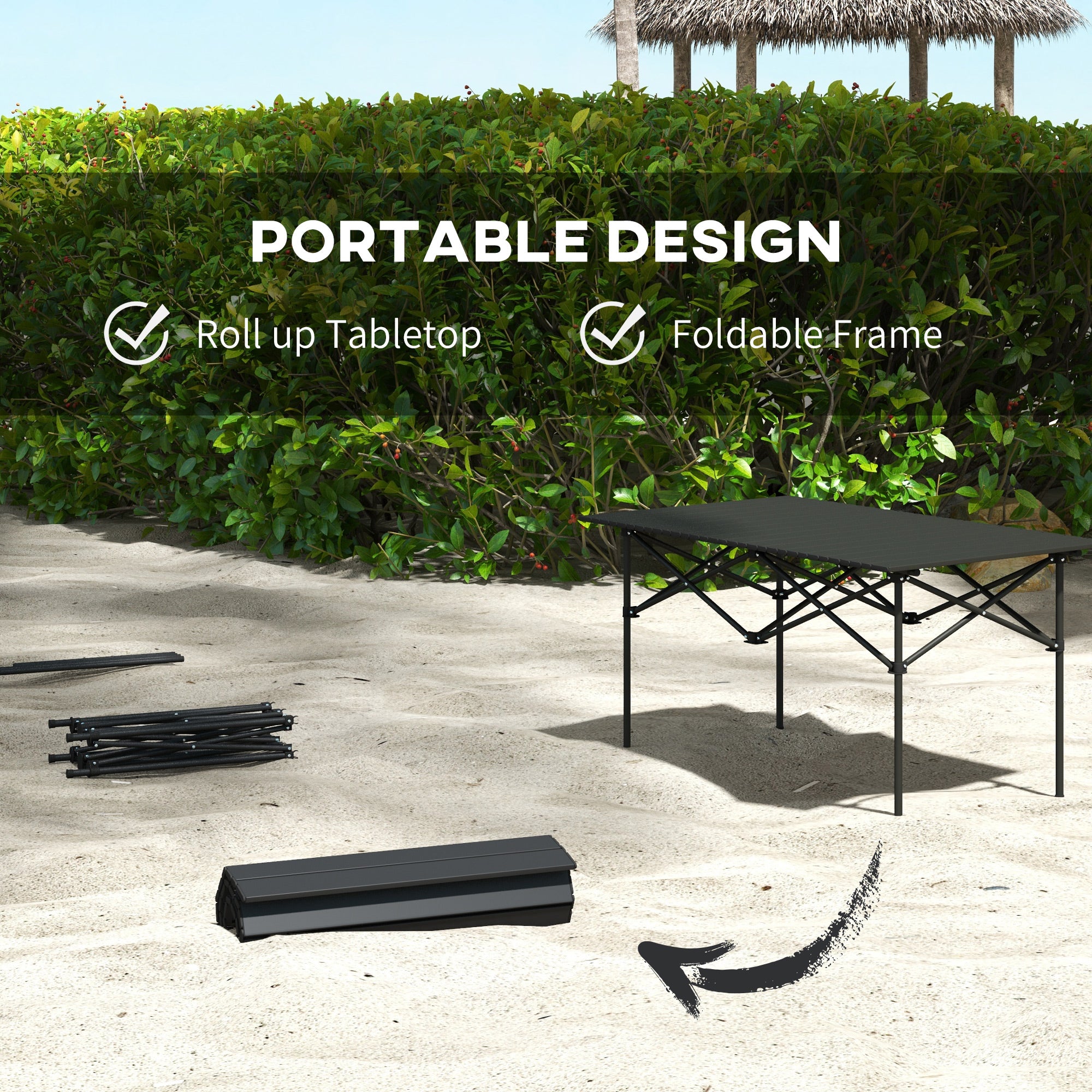 Folding Camping Table with Roll up Top and Carry Bag, Portable Picnic Table for Camping, Picnic, Hiking, Black Picnic Tables & Camping Chairs   at Gallery Canada