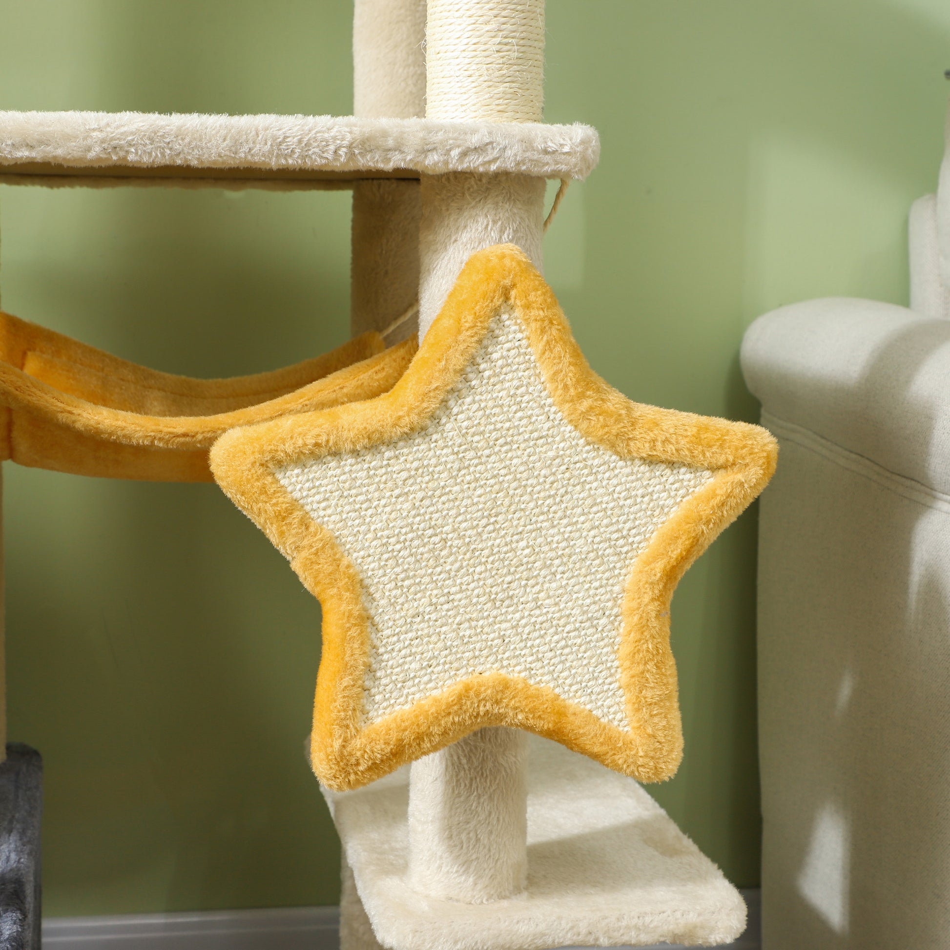 Star and Moon Themed Cat Tree with Cat Scratching Posts, Cat Condo, Bed, Scratching Board, Cat Toys, Beige Cat Towers   at Gallery Canada