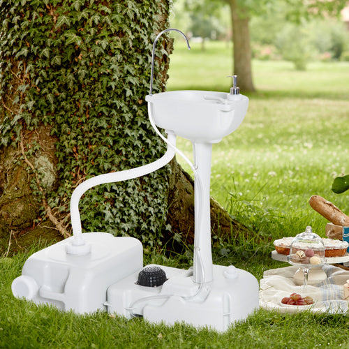 Portable Camping Sink Hand Wash Station Basin with 17L Water Tank, 24L Recovery Tank, Soap Dispenser and Towel Holder