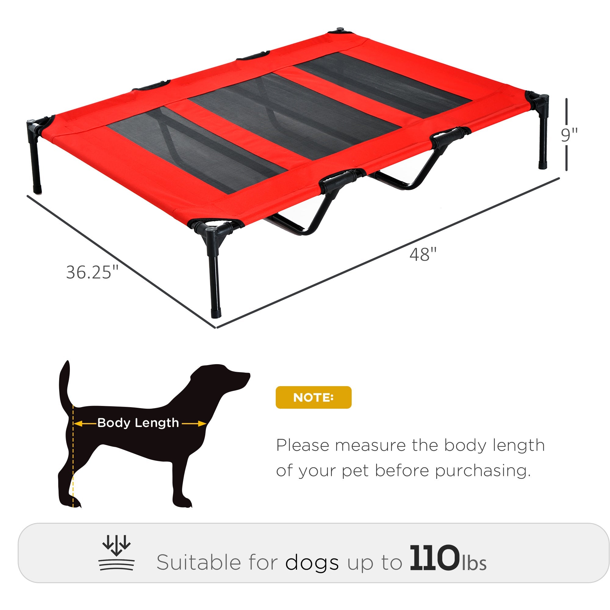 Elevated Dog Bed, Foldable Raised Dog Cot for XL Sized Dogs, Indoor &; Outdoor, 48