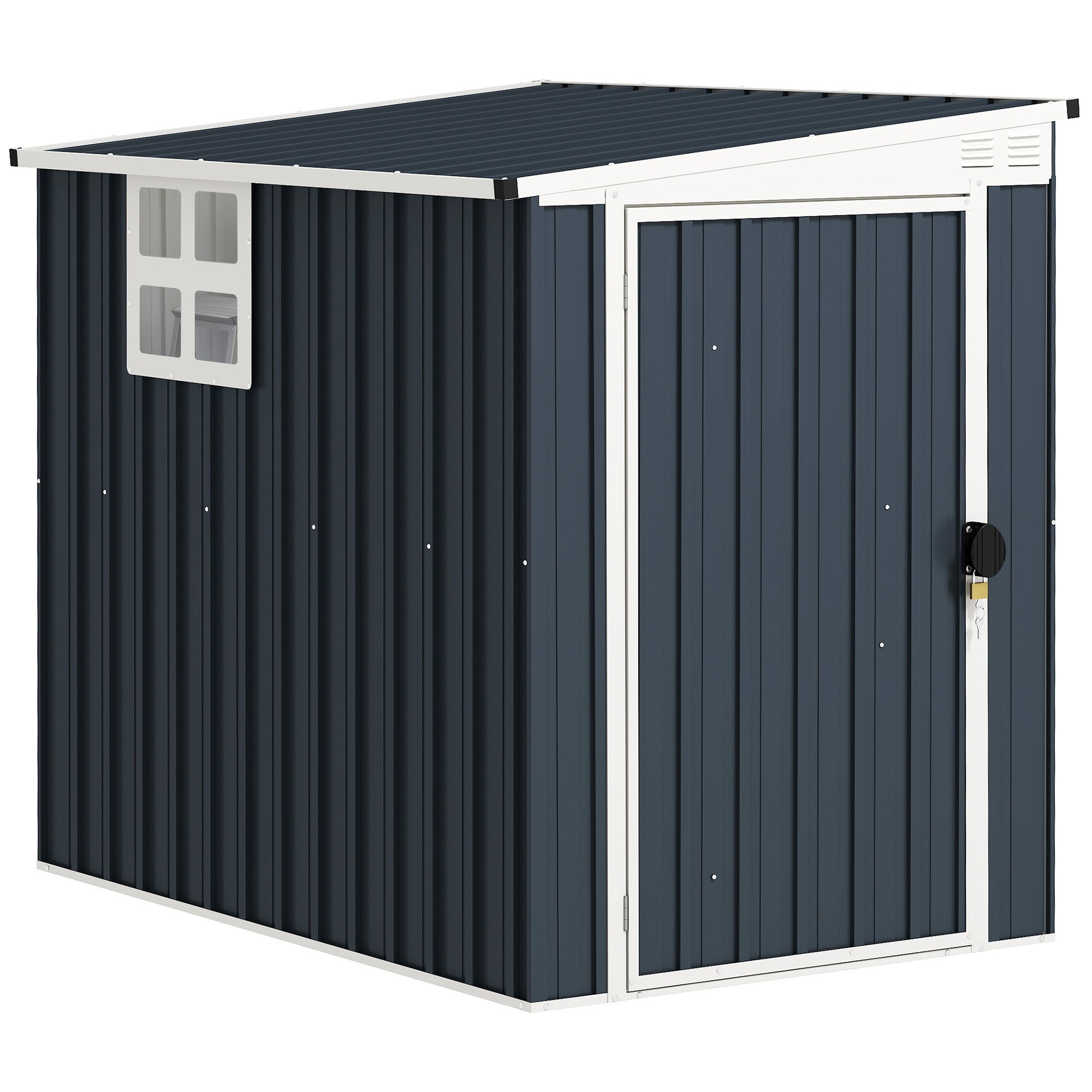 4' x 6' Outdoor Storage Shed, Metal Garden Shed with Window, 2 Vents and Lockable Door for Backyard, Garden, Patio Sheds at Gallery Canada