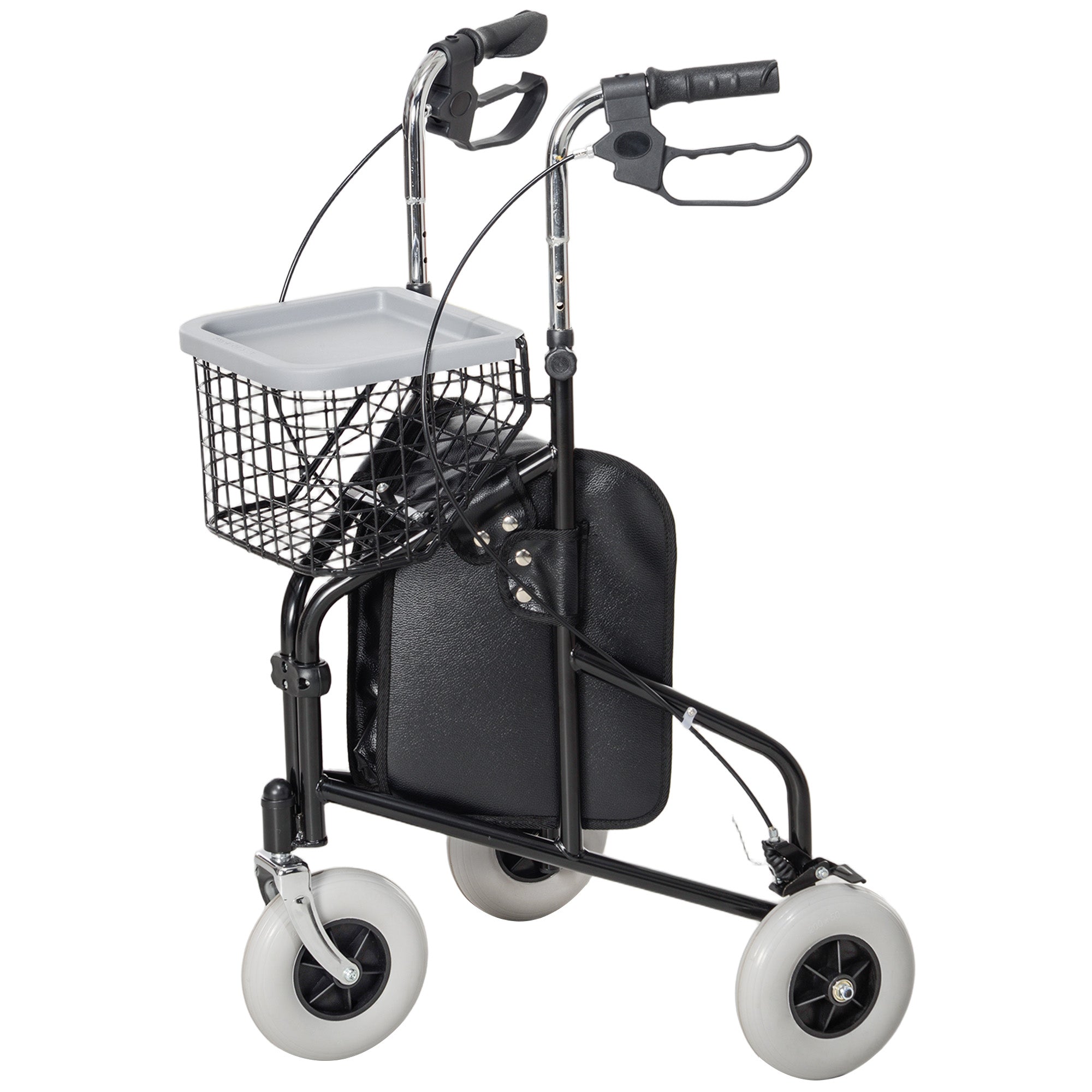 Upright Walker Up Rollator, Rolling Walker with Wheels, Storage Bag, Tray, Adjustable Handle Height, Black Knee Walker & Wheelchair Ramps Black at Gallery Canada