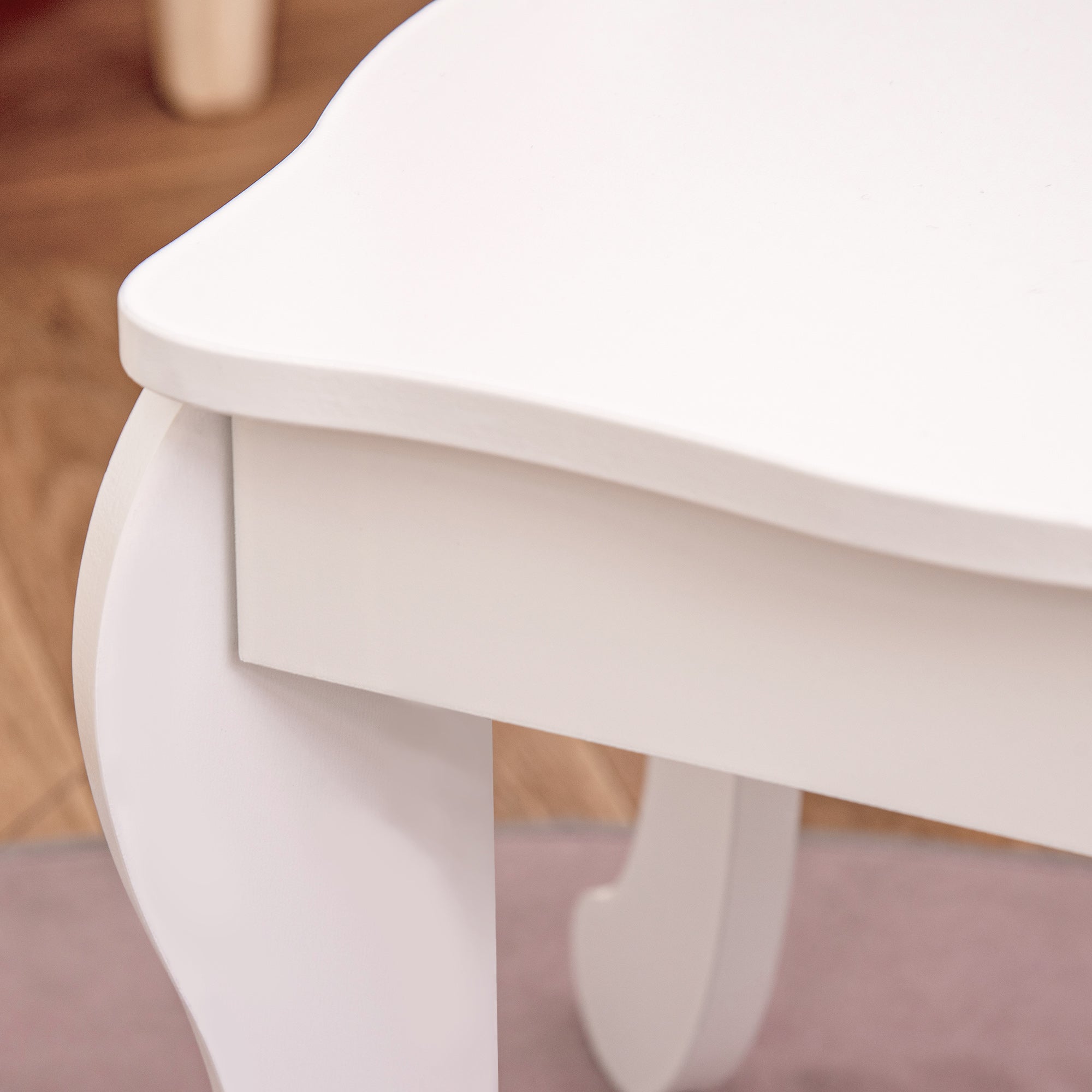 Kids Vanity Table and Stool, Makeup Vanity Girls Dressing Table Set with Tri-folding Mirrors Drawer Star and Heart Pattern, White Kids Bedroom Furniture at Gallery Canada