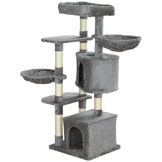 52.5" Cat Tree Tower with Scratching Posts, Cat Condos, Bed, Platforms, Hammocks, for Indoor Cats, Grey Cat Towers   at Gallery Canada