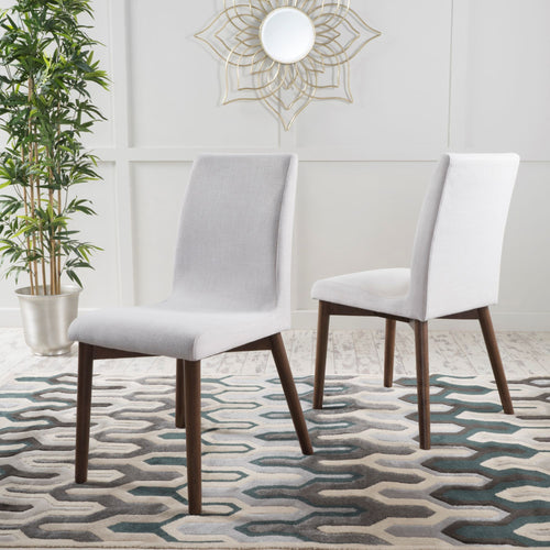 of 2 Scandinavian Dining Chairs with Solid Rubberwood Legs, High Back, Contemporary Fabric Side Chairs, 20