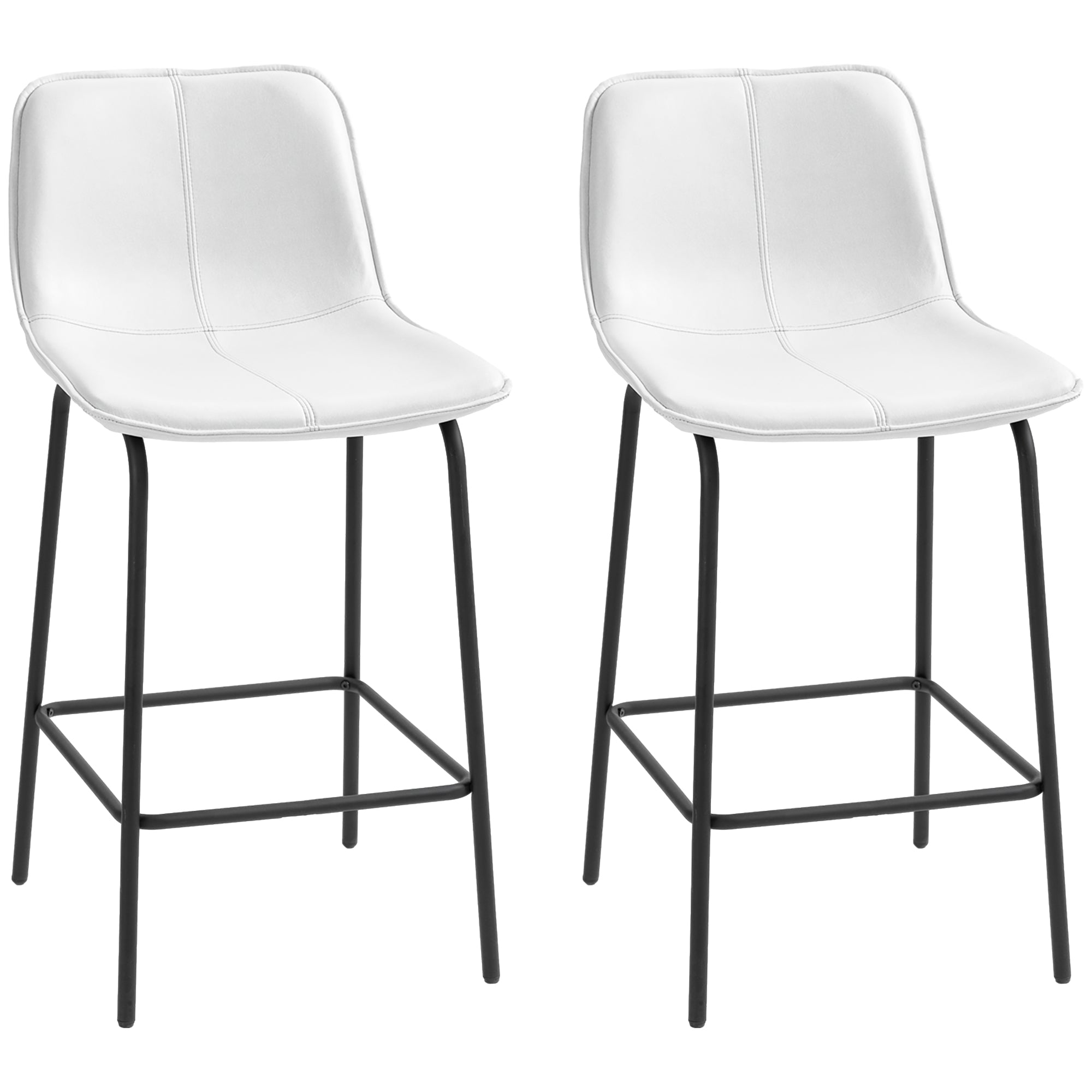 Bar Stools Set of 2, Upholstered Counter Height Bar Chairs, Kitchen Stools with Steel Legs Bar Stools   at Gallery Canada