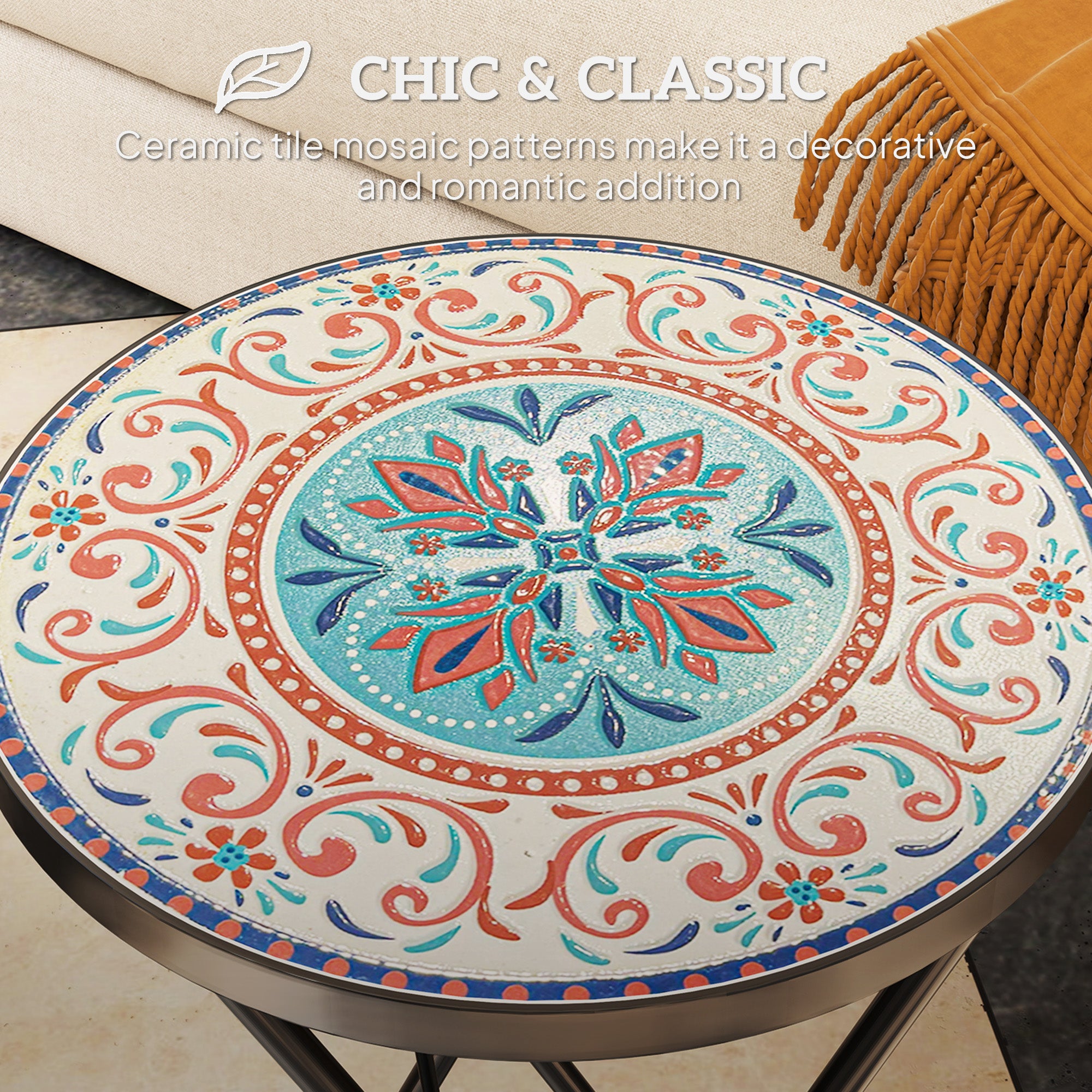 Mosaic Outdoor Patio Side Table, 14