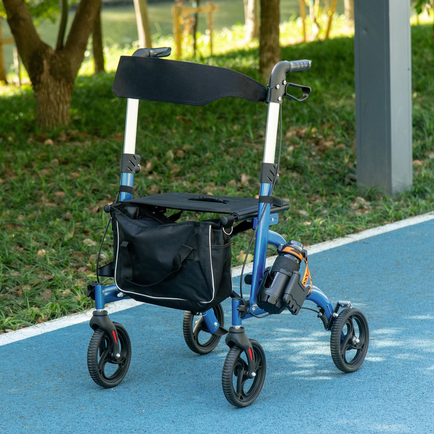 8'' Wheel Rollator Walker with Padded Seat, Backrest, Storage Bag, Blue Knee Walker & Wheelchair Ramps   at Gallery Canada