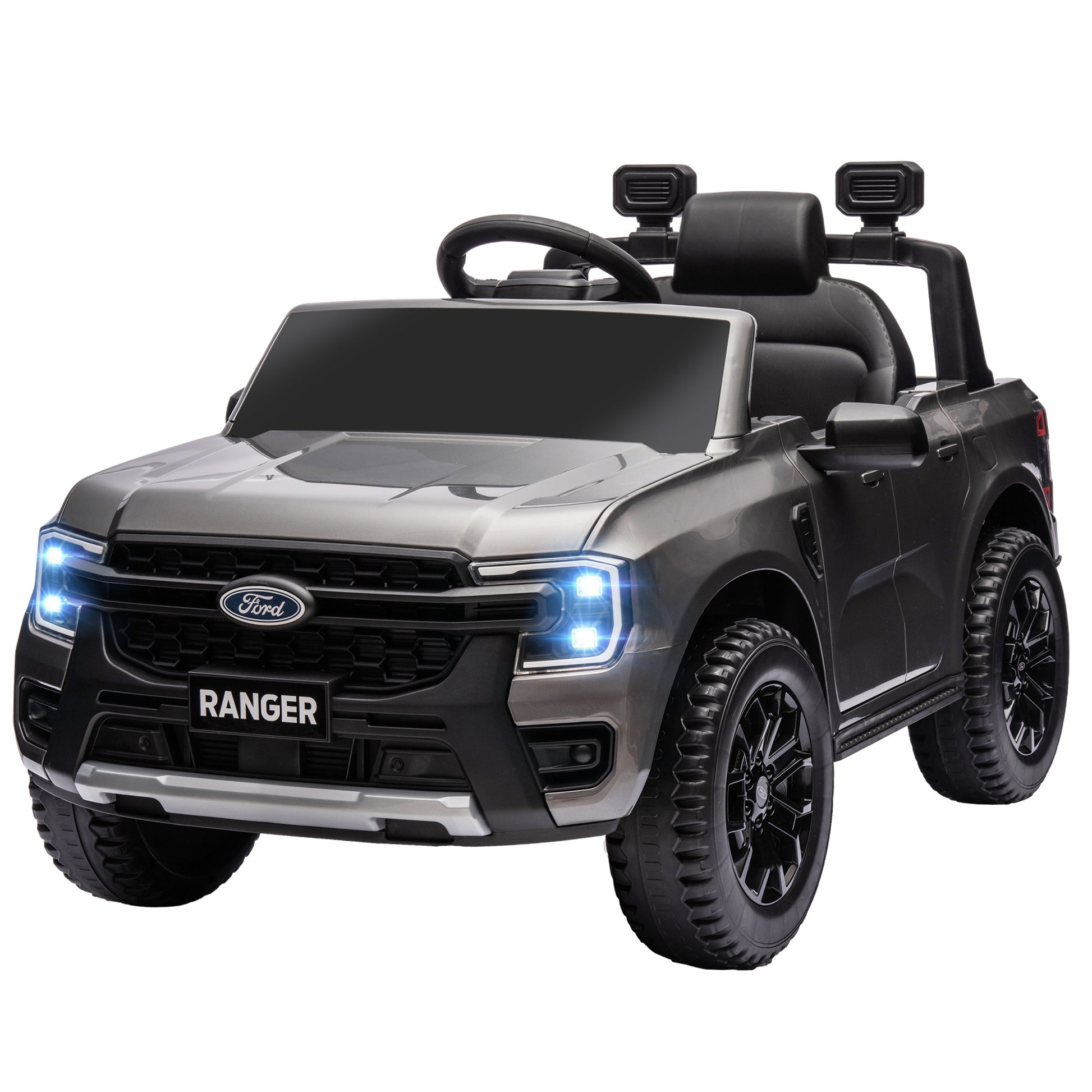 Ford Ranger Licensed 12V Ride on Car Battery Powered Kids Truck w/ Rear Storage Remote, Spring Suspension, Grey Electric Toy Cars   at Gallery Canada