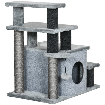 Cat Stairs Pet Steps for Couch Bed with Scratching Posts Condo Ball Toy, 23.6" x 15.7" x 26", Grey Dog Stairs Multi Colour  at Gallery Canada