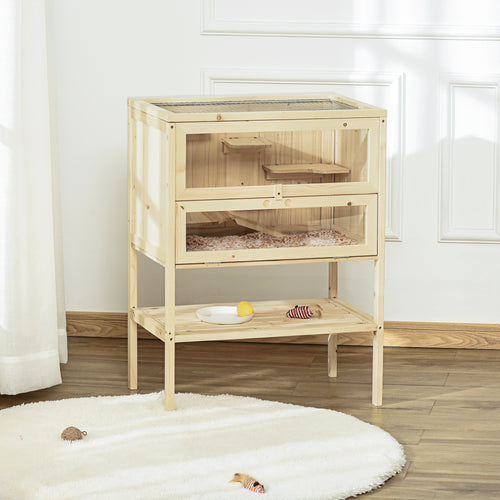 3 Tier Fir Wood Hamster Cage Mouse Rats Small Animals Play House Exercise Activity Center