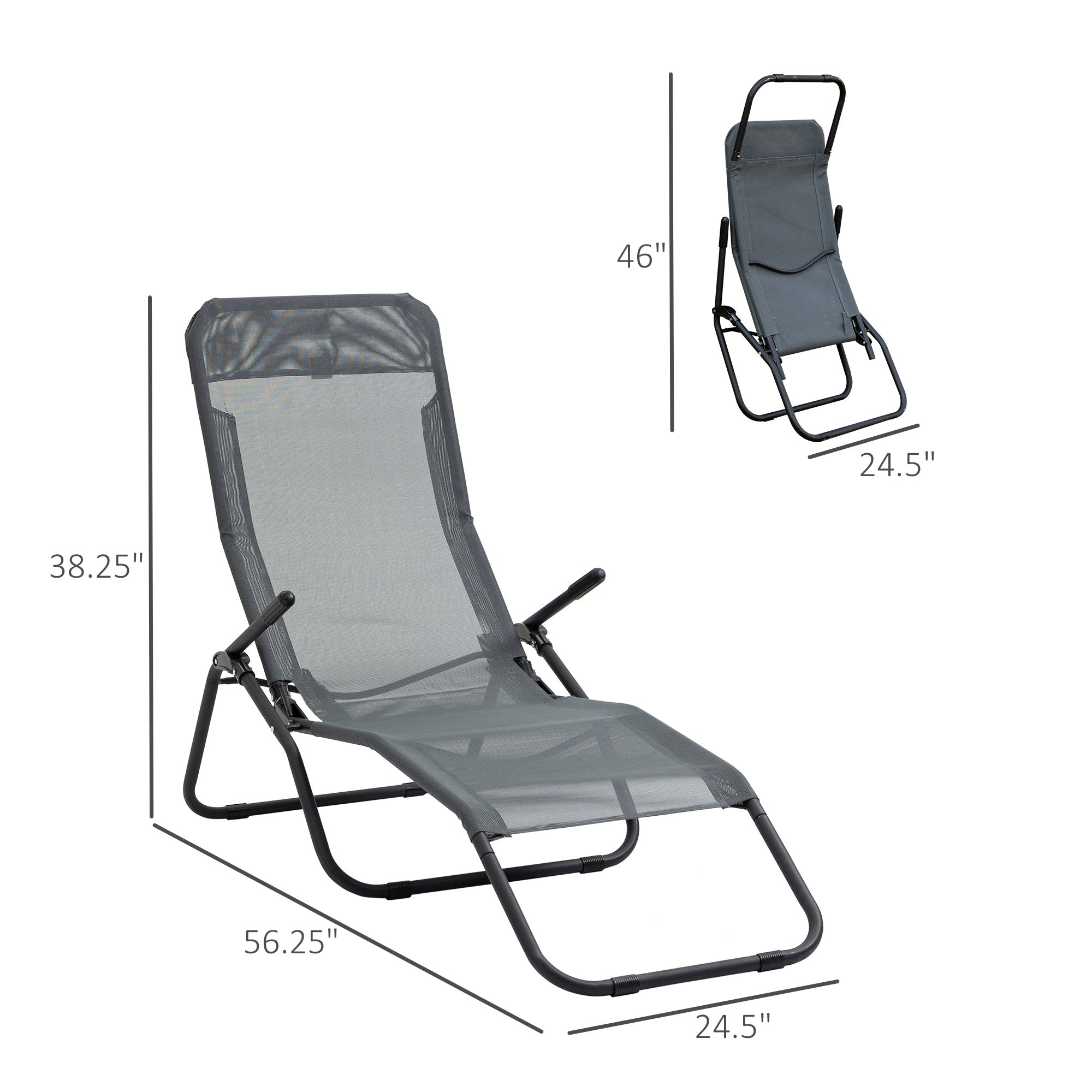 Zero Gravity Reclining Patio Lounge Chair with Footrests and Armrests, Grey Lounger Chairs   at Gallery Canada