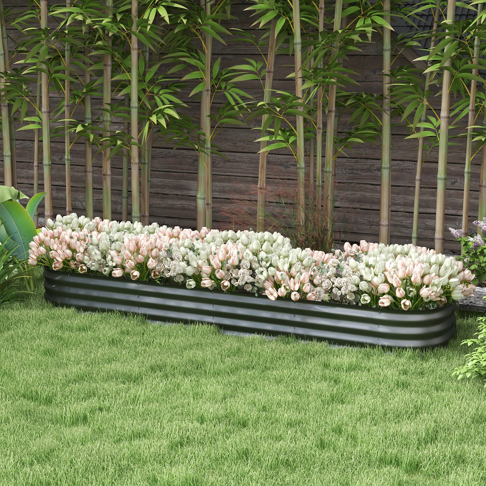 7.9 x 2 x 1ft Galvanized Raised Garden Bed Kit, Metal Planter Box with Safety Edging, Dark Grey Raised Garden Beds at Gallery Canada