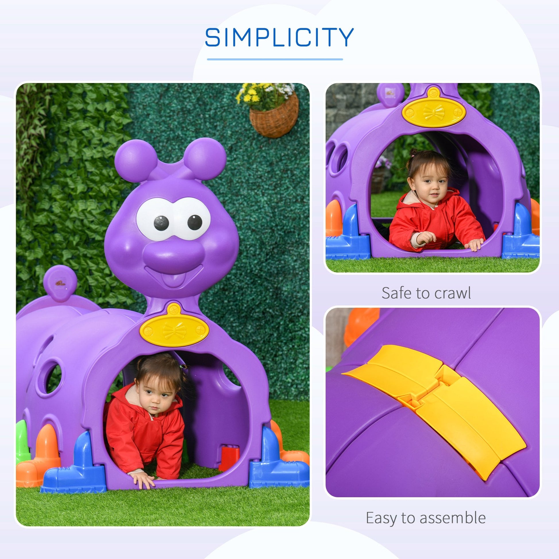 Caterpillar Tunnels for Kids to Crawl Through Climbing Toy Indoor &; Outdoor Play Structure for 3-6 Years Old, Purple Children's Play Tunnels   at Gallery Canada