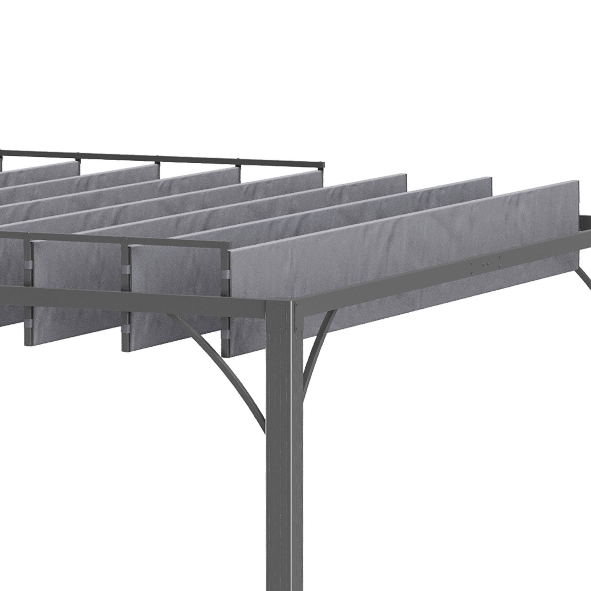 9.5' x 9.7' Outdoor Pergola with Retractable Roof, Aluminium Louvered Pergola Canopy Gazebo for Lawn Garden Patio, Grey Pergolas at Gallery Canada