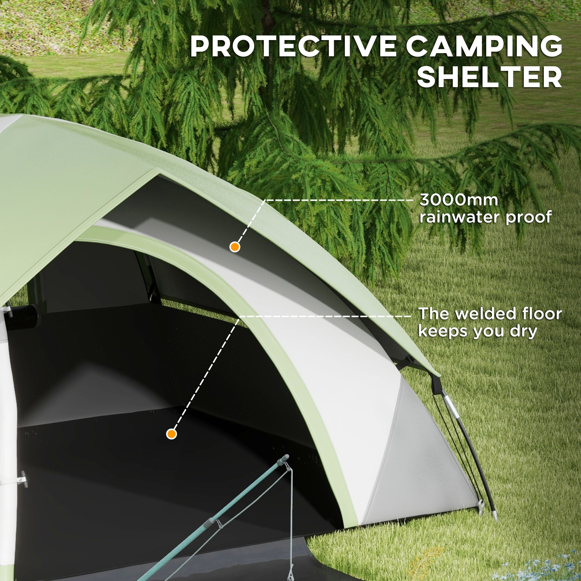 3000mm Waterproof Camping Tent for 4-5 Man, with Sewn-in Groundsheet and Carry Bag, Grey and Green Camping Tents   at Gallery Canada