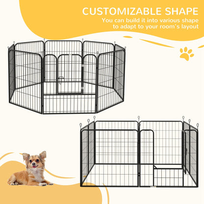 8 Panel Pet Playpen Play Yard Fence Home DIY Heavy-Duty Metal Foldable Indoor Outdoor 31" x 31" Houses, Kennels & Pens   at Gallery Canada