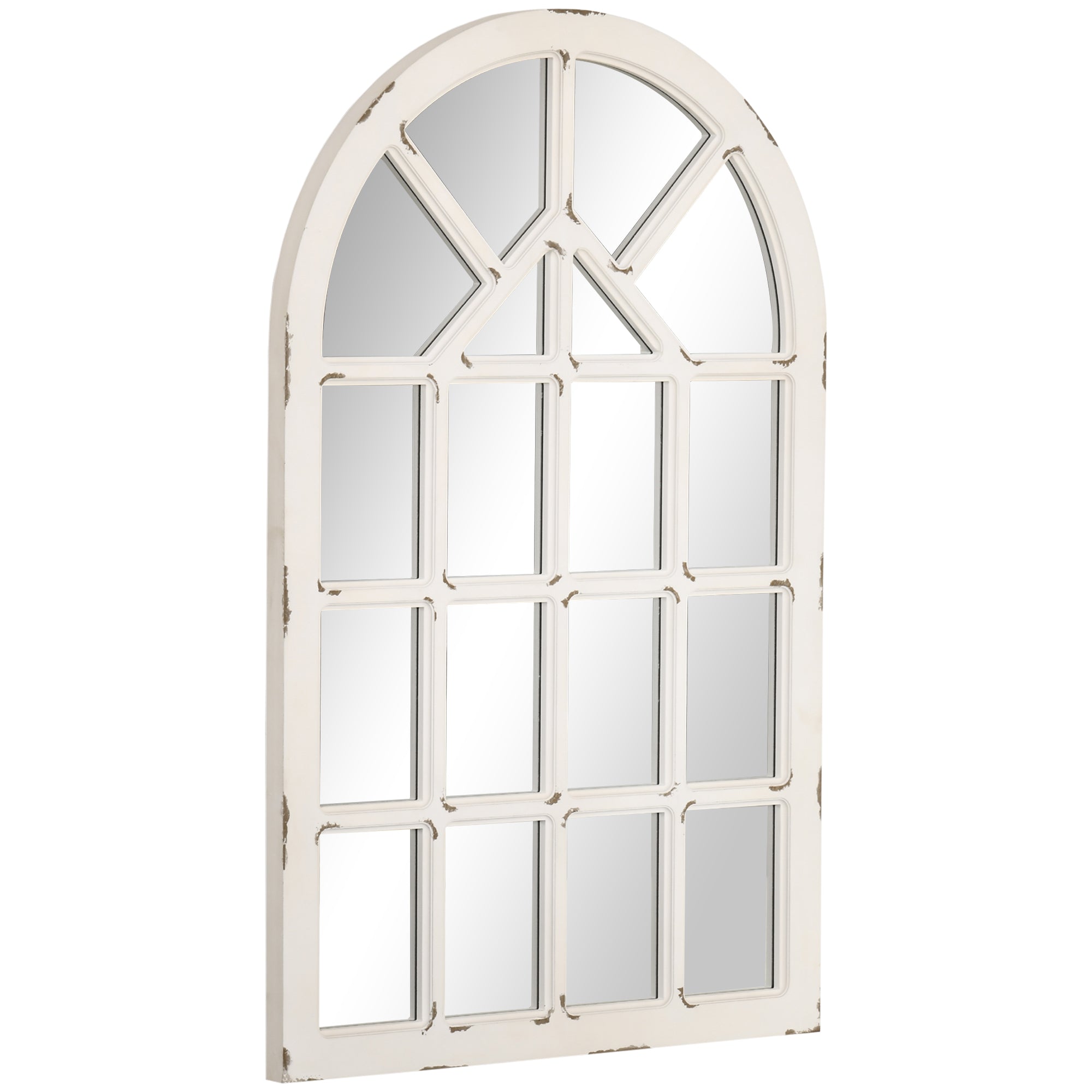 43x27.5 inch Decorative Wall Mirror, Arch Windowpane Mirror for Wall in Living Room, Bedroom, Rustic White Wall Mirrors Antique White  at Gallery Canada