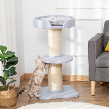 Cat Tree Kitty Tower with Sisal Mat Scratching Post, Cat Bed, Cushion, Perch, 18" x 18" x 36", Light Blue Cat Trees at Gallery Canada