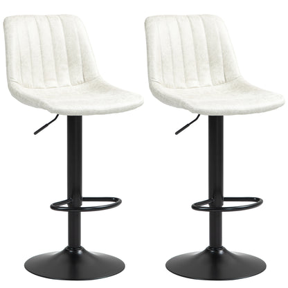 Counter Height Bar Stools Set of 2, Adjustable Height Bar Chairs with Swivel Seat, Leathaire Upholstery Bar Stools   at Gallery Canada