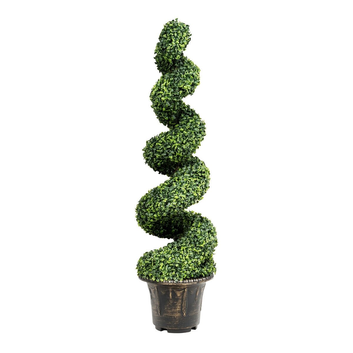 4 Feet Artificial Boxwood Spiral Green Leaves Tree, Green Faux Plants   at Gallery Canada