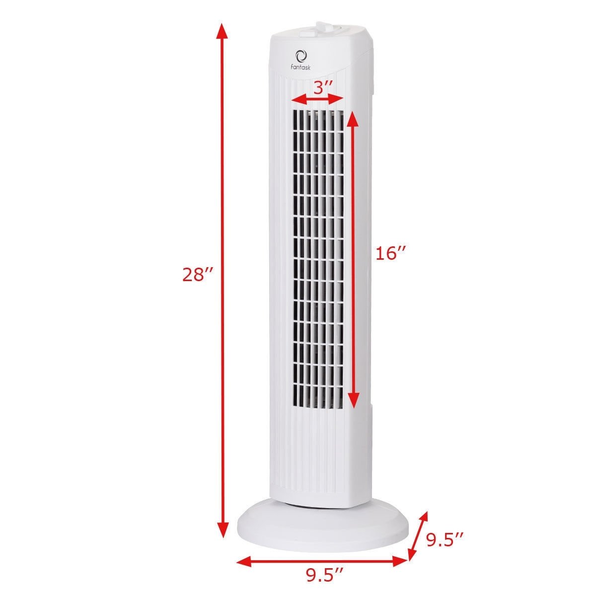 Fantask 35W 28 Inch Quiet Bladeless Oscillating Tower Fan, White Fans   at Gallery Canada