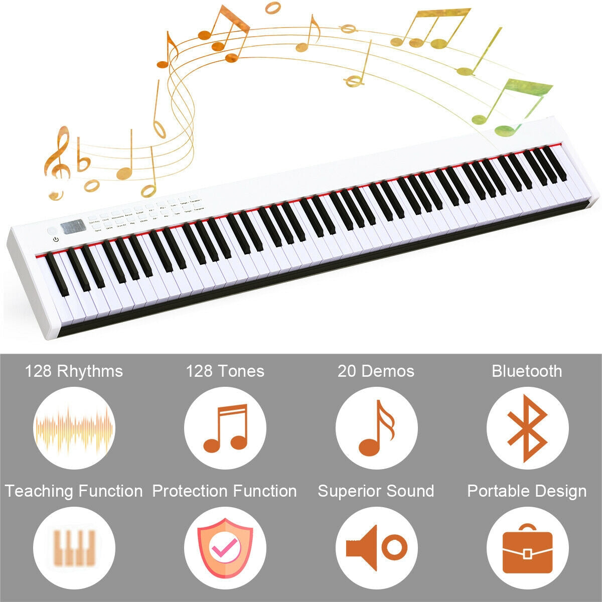 BX-II 88-key Portable Digital Piano with  MP3, White Pianos & Keyboards   at Gallery Canada