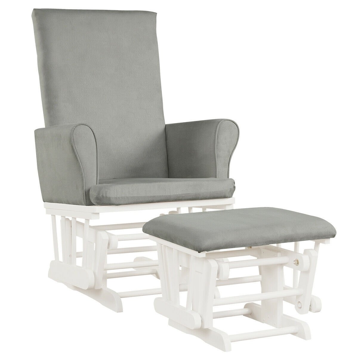 Baby Nursery Relax Rocker Rocking Chair Glider & Ottoman Set, Gray Recliners   at Gallery Canada