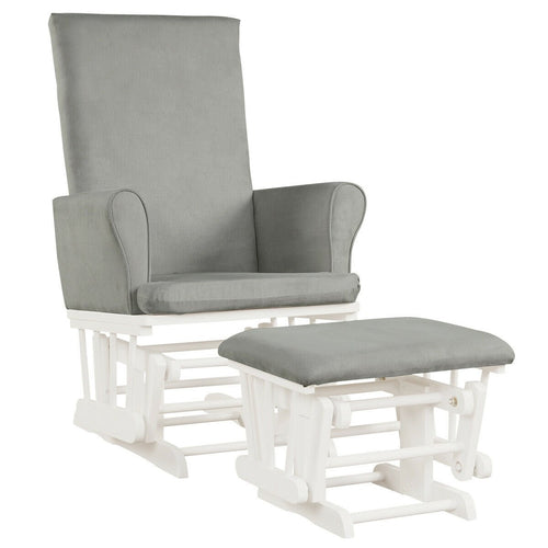 Baby Nursery Relax Rocker Rocking Chair Glider & Ottoman Set, Gray