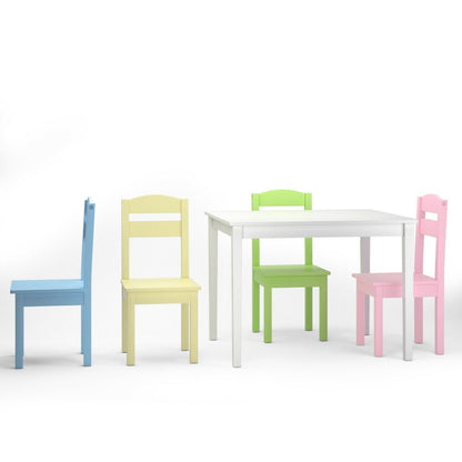 5 Pieces Kids Pine Wood Table Chair Set, Clear Kids Table & Chair Sets   at Gallery Canada