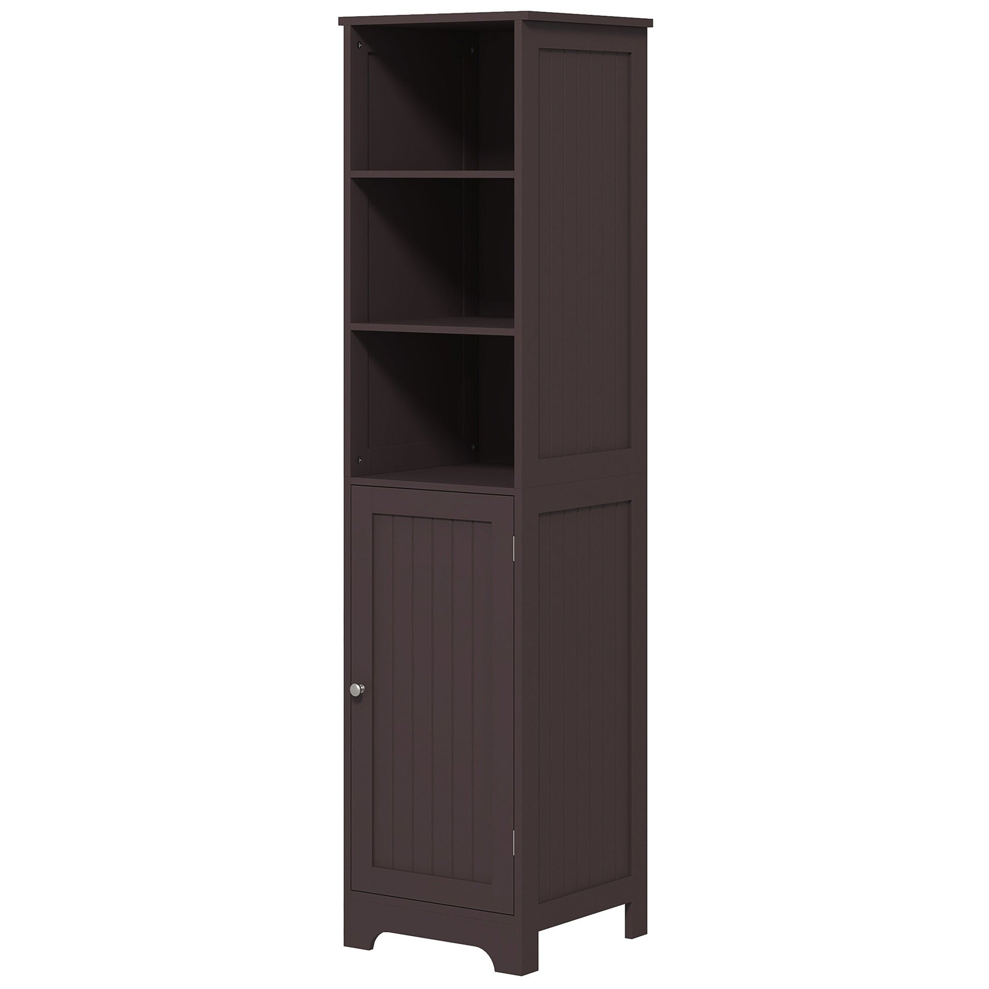 Tall Bathroom Storage Cabinet, Freestanding Tower Cabinet with Adjustable Shelf, 3 Open Shelves, Dark Brown Bathroom Cabinets Dark Brown  at Gallery Canada