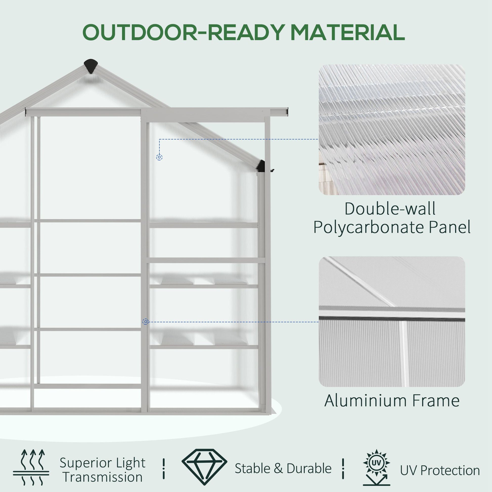 6.3' x 2.3' x 6.1' Outdoor Walk-in Greenhouse with 3-Tier Shelves, Garden Polycarbonate Green House Plants Flower Cold Frame with Aluminum Frame Walk In Greenhouses at Gallery Canada