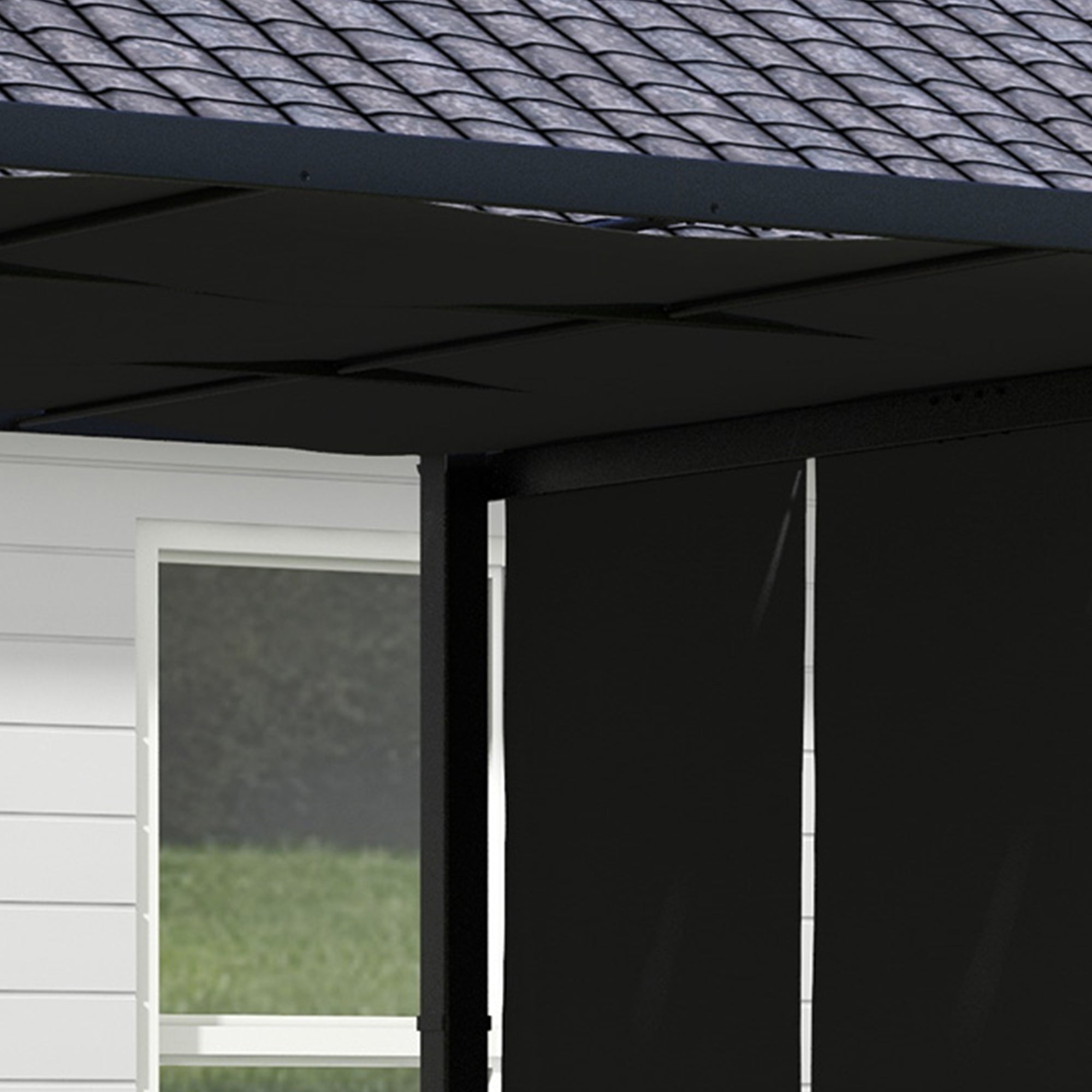 10' x 10' Metal Pergola, Outdoor Pergola with Retractable Canopy, for Garden, Patio, Backyard, Deck, Charcoal Grey Pergolas at Gallery Canada