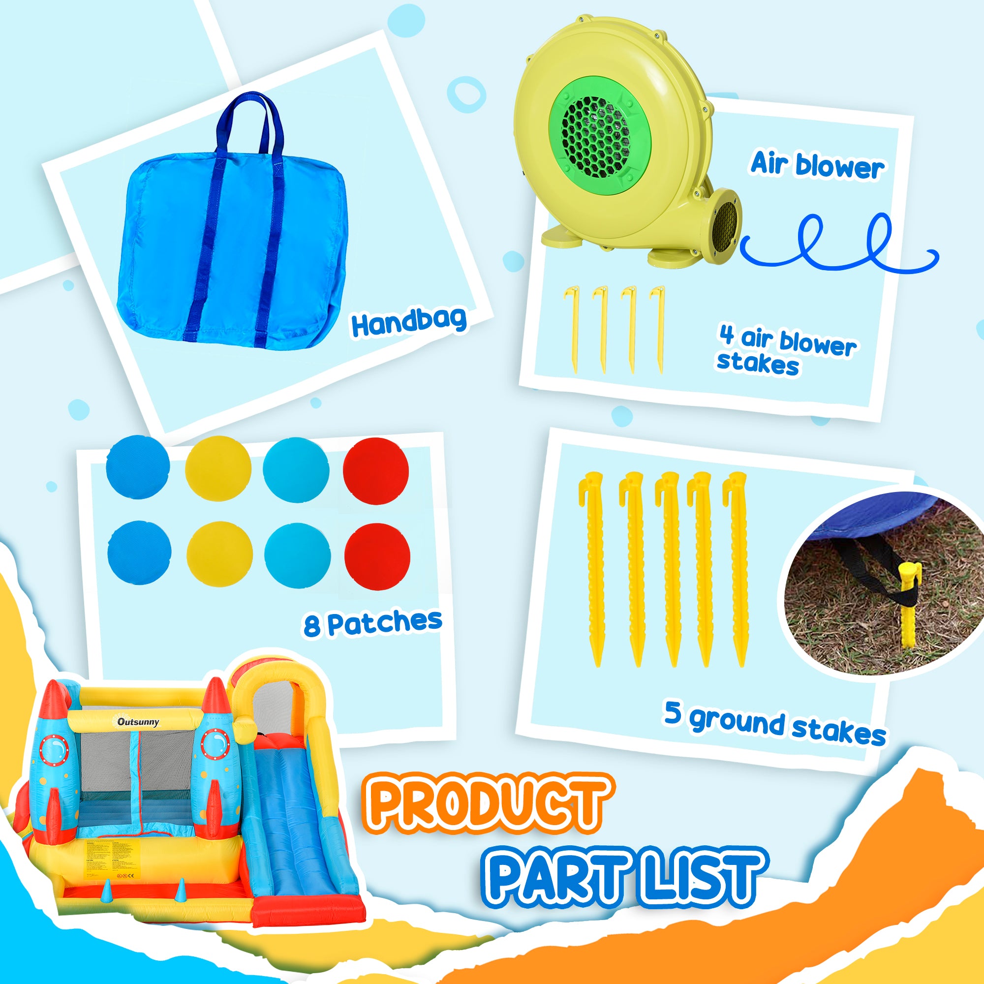 Bounce Castle Inflatable Trampoline Slide Pool Rocket Design 11.14' x 9.18' x 6.06' Inflatables at Gallery Canada