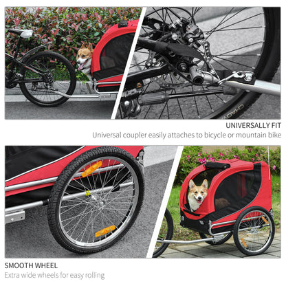 Dog Bike, Trailer Pet Cart, Bicycle Wagon, Travel Cargo, Carrier Attachment with Hitch, Foldable for Travelling, Red Dog Bike Trailers & Strollers   at Gallery Canada