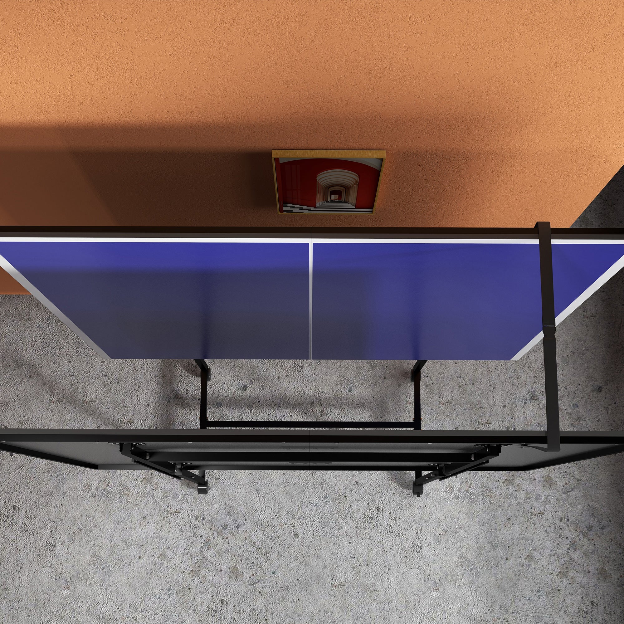 Full Size Table Tennis Table, Folding Ping Pong Table with Net, Paddles, Balls and Wheels, Blue Game Tables   at Gallery Canada