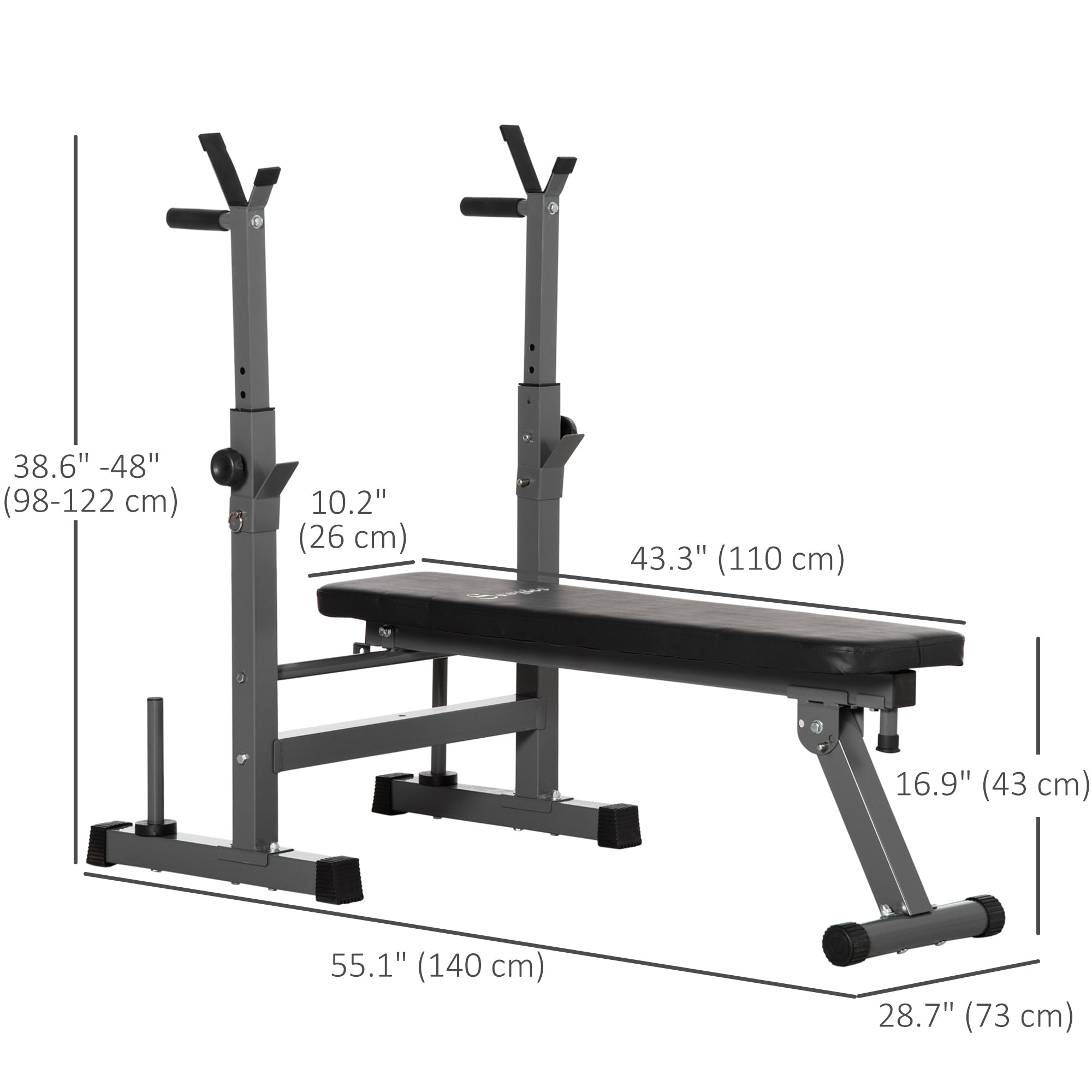 Adjustable Weight Bench, Foldable Bench Press with Barbell Rack and Dip Station for Home Gym, Strength Training Multiuse Workout Bench, Black and Grey Weight Benches at Gallery Canada